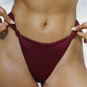 Berlook Burgundy Jacquard Knot Bikini Bottom 41